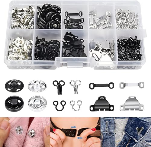 100 Stück Druckknöpfe zum Annähen, Crochets de Couture de Jupe, Bh Haken, Praktisches Set aus Metall mit Haken und Ösen für Bekleidung, BHs, Röcke und mehr pour Nähprojekte und Reparaturen