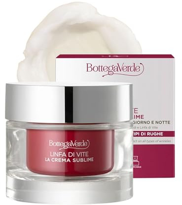 Bottega Verde - Crema Viso Antirughe Linfa di Vite, 50 ml, Giorno e Notte, Effetto Filler su Tutti i Tipi di Rughe, con Peptidi e Linfa di Vite, Texture Ricca, per Tutti i Tipi di Pelle