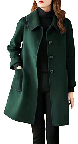 Duohropke Manteau en laine pour femme - Manteau d'hiver chaud - Longueur moyenne - Élégant - Trench en tweed - Coupe-vent - Longueur genou - Avec boutons - Automne - Veste d'hiver - Veste d'extérieur
