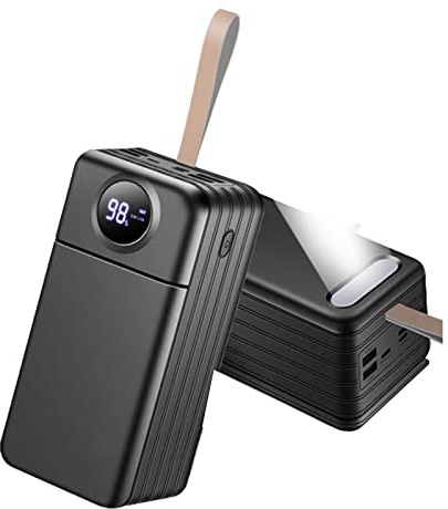 Batterie Externe 80000 mAh/100000 mAh avec Sorties et entrées, Chargeur Rapide for téléphone avec Lampe Torche, Batterie Externe USB-C for Camping en Plein air(100000mah,D)