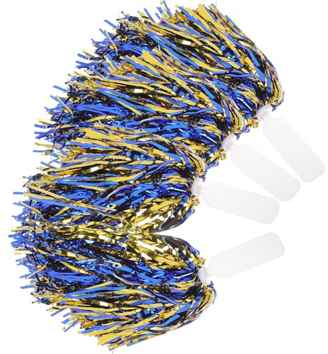 Cabilock Pompones de Porristas Metálicos 6 Piezas Mango Plano PP Azul y Dorado Accesorios para Animación Deportiva Fiestas y Presentaciones Escolares
