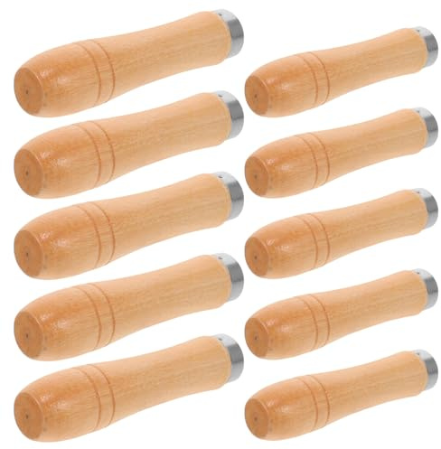 SAFIGLE Mango de Lima de Madera Ergonómico 10 Piezas (5 Grandes 5 Pequeños) Aro Metálico Resistente para Escofinas, Lima para Metal y Herramientas Manuales de Carpintería Portátil