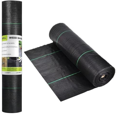 Porgeel Tela de Barrera contra malezas 1.3x98.4ft Barrera contra malezas de jardinería Cubierta de Suelo Resistente Blacking Drenaje de luz Solar para Cama de jardín agricultur