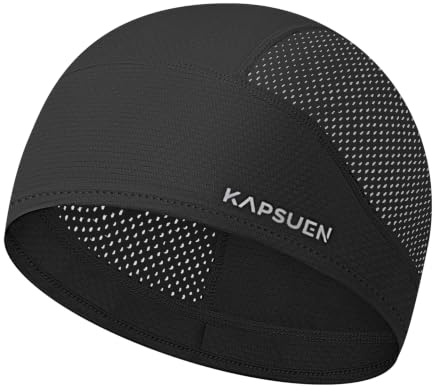 Kapsuen Kylande skallemössor för män – 2-pack cykelmössa med andningsbart nät, snabbtorkande hjälmfoder för motorcykel rugbylöpning, Svart, one size