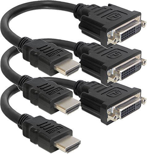 3x Delock 65327 Adapter HDMI Stecker an DVI 24+1 Buchse, 20 cm