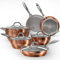 COOKSMARK Set da 10 pentole in ceramica antiaderente a induzione, resistenti ai graffi, con coperchi, lavabili in lavastoviglie, adatte al forno, rame