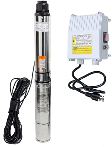 iMeshbean® Deep Well Submersible Pump with External Control Box, 1 HP, 115V, 60 Hz, 33 GPM, 305FT Max Head,100FT Power Cord Stainless Steel, 4,Long Life M#010 USA