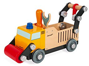 Janod - Il Mio Primo Gioco di Costruzione - Camion da Cantiere in Legno FSC - 43 Pezzi - Facile da Assemblare - Dai 3 Anni - J06470