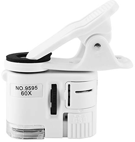 Handy-Mikroskop 60X Digitalmikroskop mit LED UV Licht HD Optische Linse 180° Mini Clip für Smartphone Mikroskopie