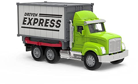 Driven Micro LKW 19 cm mit abnehmbarem Container, Lichtern und Tönen – Laster Spielzeugauto mit Geräuschen, Funktionen – Spielzeug Auto ab 3 Jahren, grün