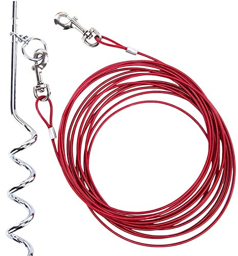 LANGYA amarre para perros 3 m, amarre para perros hasta 100 libras, cable reflectante para perros para razas pequeñas a grandes