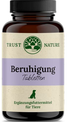 Trust Nature | Beruhigungsmittel für Hunde | gegen Angst, Stress, Anspannung, Bellen & aggressives Verhalten | Baldrian, Hopfen, Melisse, Passionsblume | 120 Beruhigungstabletten