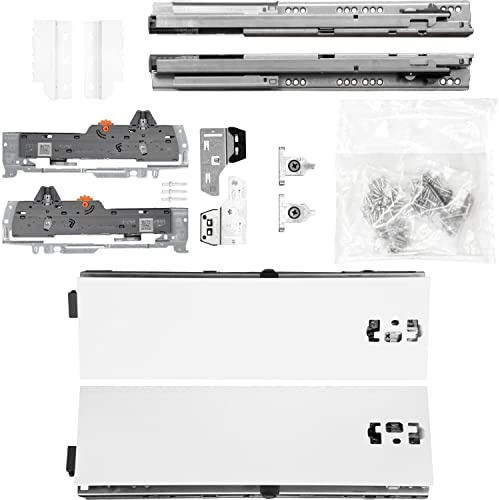 BLUM Schubladenschienen TANDEM SET; Zargenhöhe 115mm, mit TIP-ON BLUMOTION Einheit, 20kg, NL270mm, Seidenweiß, bis KB600mm