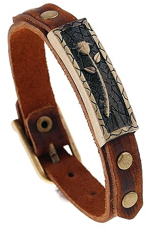 Dmaiy Boho Leather Bracelets Vintage Brown Bracelet Buckle Clasp Rose Bracelets Handmade for Women and Men (Brown flower)