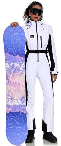 HOTIAN Damen Skianzug Damen Einteiler Skioverall Winter Warme Schnee Skifahren Winddicht Wasserdicht Outdoor Schneeoverall Jumpsuit Mit Kapuze Verdicken Schneeanzug Ski Suit
