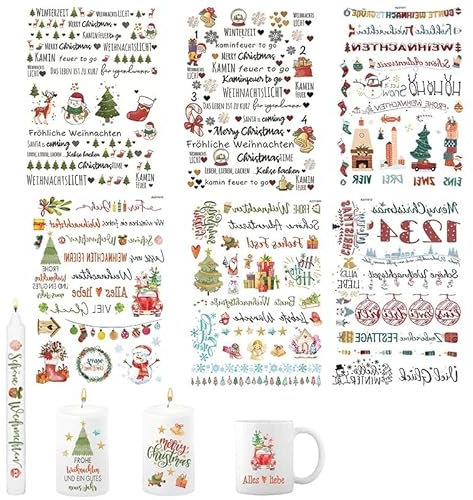 kerzentattoo wassertransferdruck,kerzen aufkleber lieblingsmensch,kerzen Aufkleber Weihnachten,Kerzentatoos,kerzenaufklebe,DIY Adventskerze Wasserschiebefolie Kerzen Tattoo Folie, Für Keramik/Kerzen