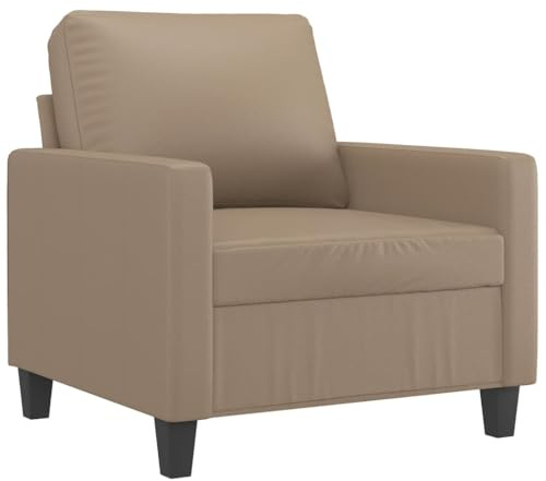 vidaXL Sillón, Silla con Reposabrazos Respaldo, Sofá de Descanso Relax Televisión, Asiento Tapizado para Salón, Cuero Sintético Color Capuchino