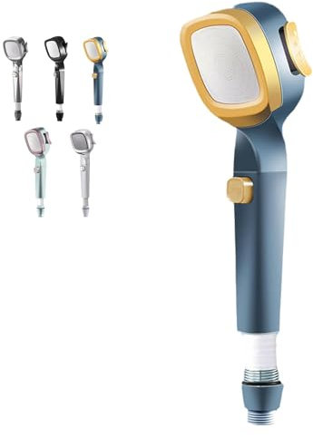Shower Head with 4 Modes, Handheld Pressurized Showerhead with Pause Switch, Built-in Filters Water Saving Showerhead, Adjustable Shower Nozzle for Bathroom (Blue)