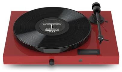 Pro-Ject Juke Box E1, allt-i-ett Plug & Play Hi-Fi-system med Bluetooth, Preamp och 50 W stereoeffektförstärkare (röd)