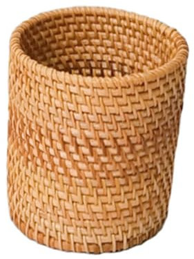 TEHAUX 4stücke Runder Rattan-stiftehalter Dekorativer Schreibtisch-organizer Vielseitiger Aufbewahrungsbehälter Für Stifte Und Kosmetikpinsel Hochwertiges Material Mit Stabiler Basis