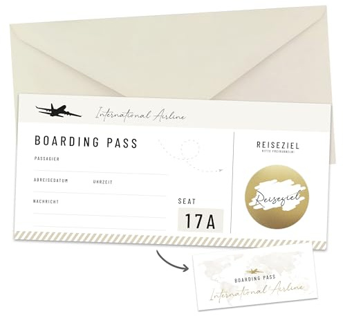 KOKO&LORA® Boarding Pass - Reisegutschein zum Selbstbeschriften mit Rubbelsticker • Blanko Gutschein für Urlaub