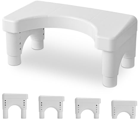 Fanwer Poop Stool Toilet White Adults for Bathroom, 5.9 to 8.5 Adjustable Height Toilet Stools Squat Adult
