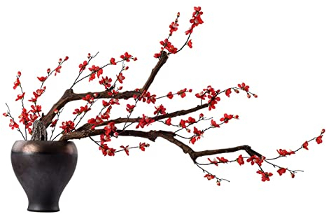guiling-1986 Künstlicher Bonsai-Baum Künstliche Bonsai-Seiden-Pfirsichblütenbaum-Pflanzen mit Keramiktöpfen Kunstblumen Dekorative Bonsai-Pflanzen for Home Office Décor Bonsai Kunstpflanze