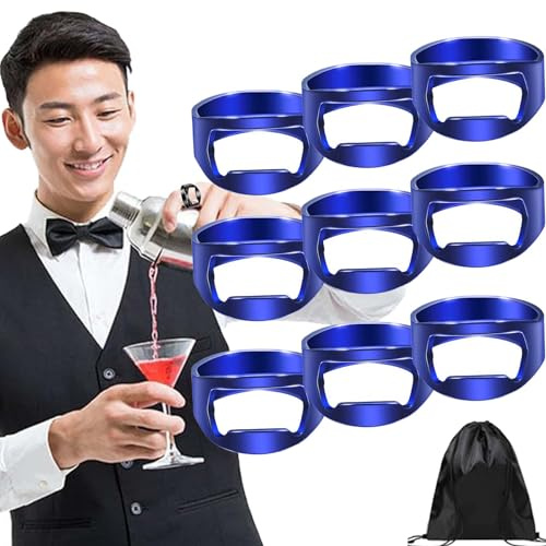 Apribottiglie ad anello da barista, apribottiglie ad anello, portatile, in acciaio inossidabile, apribottiglie pop the top per baristi, strumento creativo per birra, gioielli, per regali per feste (9