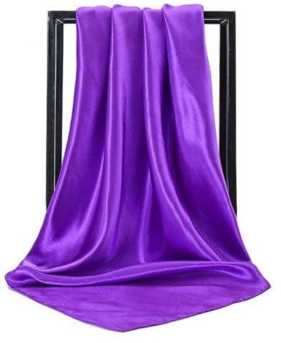 Whakano Kopftuch für Damen 90x90cm,Satin Bandanas,Seidentuch Quadratische Turban Schals,Weich Quadratisch Seidenschal,Handgelenkriemen,Sonnenschutzmasken,Stirnbänder,Geschenkfür Damen Frauen,Lila