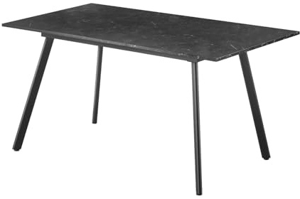 B&D home Esstisch MARA, ausziehbar 120-160x80 cm 4-6 Personen Küchentisch Holztisch mit Metallgestell für Esszimmer, Küche, skandinavisch modern Design, Marmor Optik schwarz, 11201-FS-MSCH