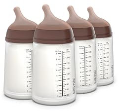 Suavinex, Confezione 4 Biberon Anticolica Zero Zero 270 ml Tettina Flusso Medio (M) in Silicone, +3 mesi, Latte Materno, Latte Artificiale, Liquidi di Media Densità, Compatibile con Allattamento, Deep