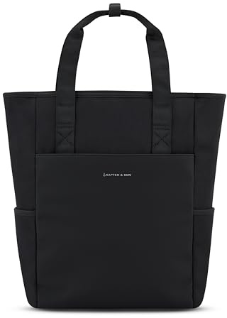 Kapten & Son Rucksack Lindby All Black 18 L | 2in1 Tasche & Rucksack | inkl. Kofferbefestigung, Laptopfach, Flaschenhalterung | Shopper Damen