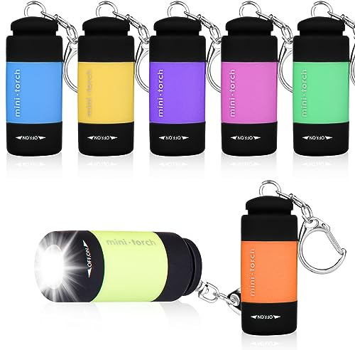 6 mini torcia per bambini: mini torcia a LED, torcia impermeabile con portachiavi, torcia ricaricabile USB per campeggio, attività all'aperto, urgente