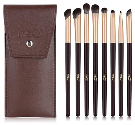 MSQ 8 Stück Lidschatten Pinselset Makeup Eyeshadow Augen Pinsel mit Tasche | Everyday Augen Essentials Make up Pinsel Set Augenpinsel Pinselset