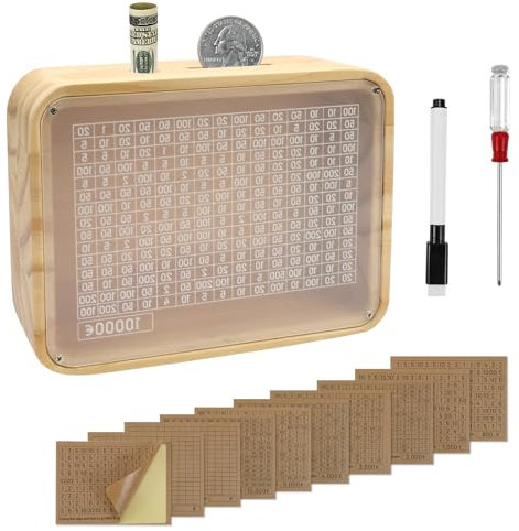 Hucha de madera reutilizable con contador caja de ahorro para adultos y niños objetivo de ahorro hasta 10,000 euros