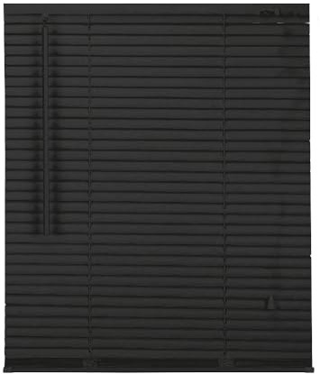 APEX FURNISHINGS PVC Venetian Blinds - 25mm Slats Easy Fit PVC Window Blinds Child Safe Fittings Trimmable curtains Windows Shutters for Home Office (Black 105W x 150L cm)