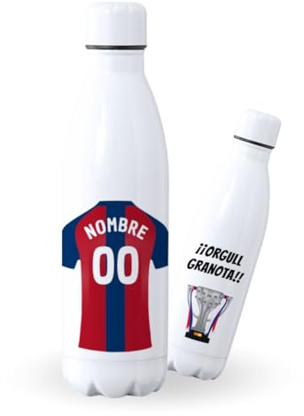 DEREGALOOS Botella de agua de Acero Inoxidable Personalizada equipo de Fútbol 2 División. Botella termo personalizada deportiva. 500 ml Regalo Original para Aficionados del Futbol. (Levante)