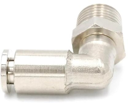 Pneumatic Nickel Brass Elbow Push in Connector Union Quick Release Air Fitting Plumbing 1/4 Male to Fit Tube O/D 6mm