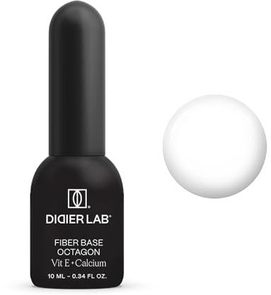DIDIER LAB - Premium Fiber Base Gel de Uñas Octagon Clear Sin HEMA ni TPO - Capa Base para Pintauñas Semipermanentes con Vitaminas - Fuerte y Flexible – Gel para Uñas Problemáticas - 10ml