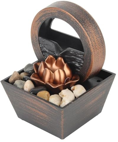 Fuentes de Interior Mini Fuente de Agua de sobremesa, Fuente de Cascada pequeña con USB, Adorno de Agua de sobremesa con LED, Fuente de Agua circulante for decoración del hogar y la Oficina.
