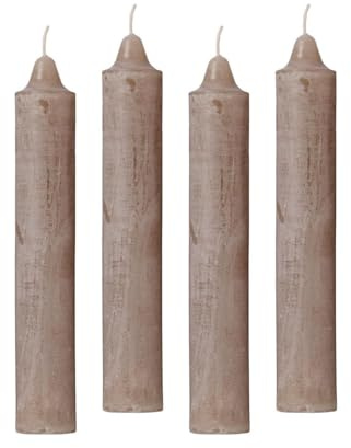 Confezione da 4 candele rustiche, altezza: 23 cm, diametro: 3,8 cm, durata 23 ore, candela da tavola, candela dell'Avvento, calendario dell'Avvento, colore: lino