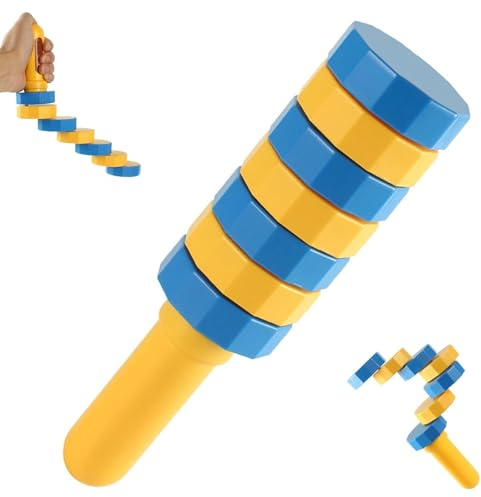 Handhållna balansblock, träbalansutmaningsset, hand-öga-koordinationssensorisk leksak, flerspelartävling, 360° vridbar rotation, for kreativitet, fokus, koordination(Yellow)