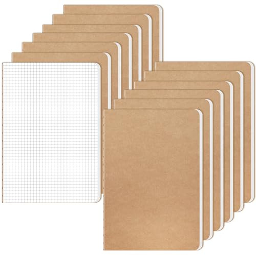 RITOLLO 13-pack A5 lådor anteckningsböcker, kraftpapper omslag rutnät, premium skrivblock för ritning planering organisera