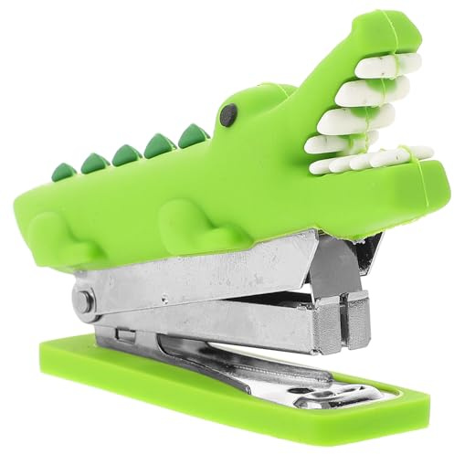 HAPINARY Grapadora Manual Portátil Pequeña Cocodrilo, Grapadora de Oficina Cuerpo de Silicona y Acero Inoxidable, Accesorio de Escritorio para Estudiantes y Uso Doméstico