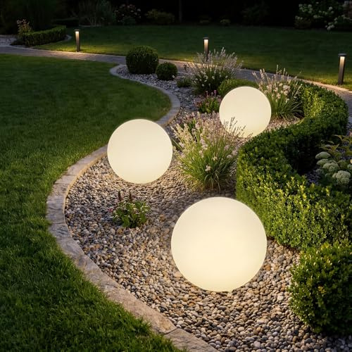 tectake® Bola de Led con Mando y Luz Nocturna Ø 30 x 30 cm, Luces Led Habitacion para Decoracion Hogar y Jardin, Luces Terraza, Iluminación Jardin, Lampara Exterior, Decoración Habitación