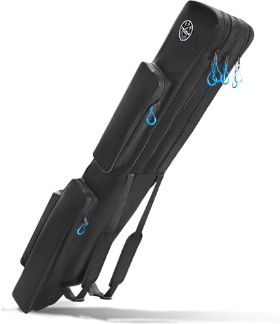 Pro Tackle Strike 3-Fach Rutenfutteral 145cm/165cm – Rutentasche für 3 montierte Angelruten & Rollen – Wasserabweisendes 600D Nylon, Rucksackfunktion & 2 Außentaschen für Kescher & Zubehör
