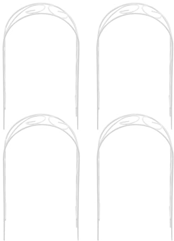 PACKOVE Enrejado de Jardín de Hierro Blanco Mini 4 Piezas 10x3x20 Cm para Plantas Trepadoras en Macetas, Estructura de Escalada Decorativa Resistente Intemperie para Balcones y Patios