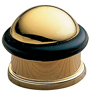 Amig - Tope o Retenedor Decorativo - Dorado - Con Banda de Goma Antideslizante Negra para Puertas de Paso - Protege Paredes y Muebles, de Suelo - Para Atornillar - Diámetro Ø30 x 14 mm