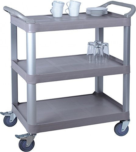 SARO ZENJA Carro para servir, 3 bandejas, plástico y metal ligero, 100 kg de carga, ruedas con freno, 845 x 430 x 950 mm