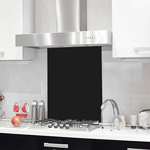 Home Supplies Black Tempered Glass Splashback for Kitchen, Toughened Glass Heat Resistant Splashbacks for Cookers - 50x60cm